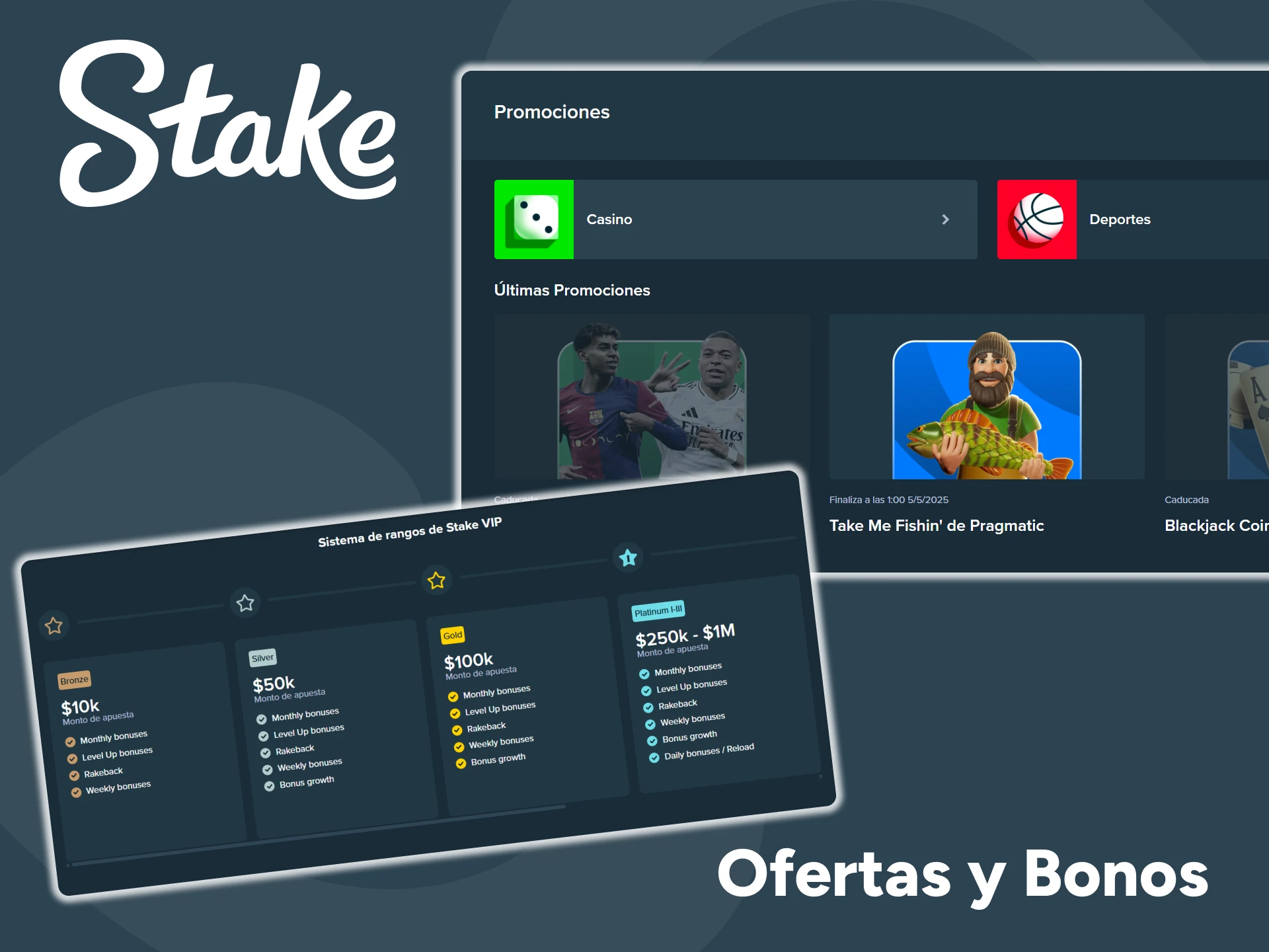 Echa un vistazo a las principales ofertas y bonificaciones de la plataforma Stake.